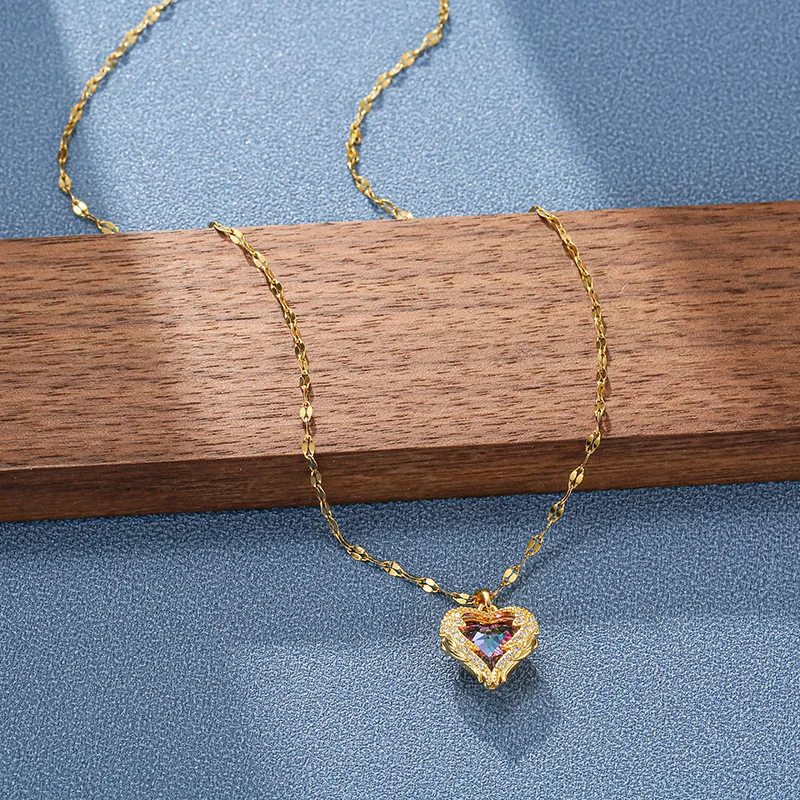 Collar Corazón de Cristal Multicolor