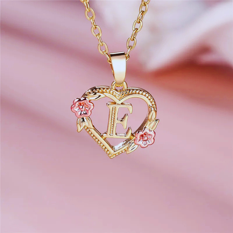 Initial Necklace with Flower Pendant