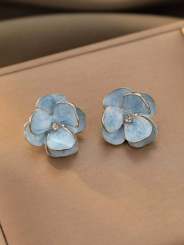 Aretes de Flor Esmaltada Primavera-Verano