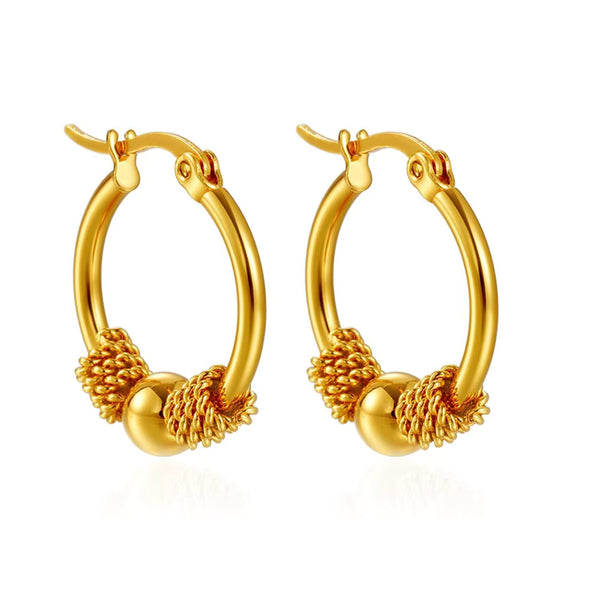 Aretes de Aro Tejido Hueco en Acero Inoxidable