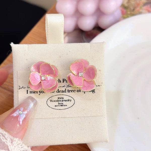 Aretes de Flor Esmaltada Primavera-Verano