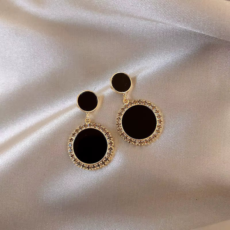 Korean Style Black Zircon Square Earrings