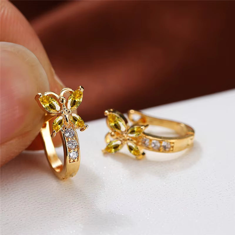 Butterfly Hoop Earrings with Zirconia