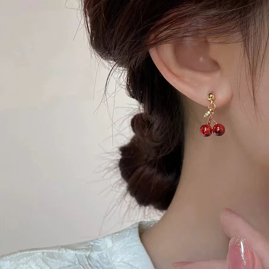 Enamel Petal Drop Earrings with Zircon Tassels