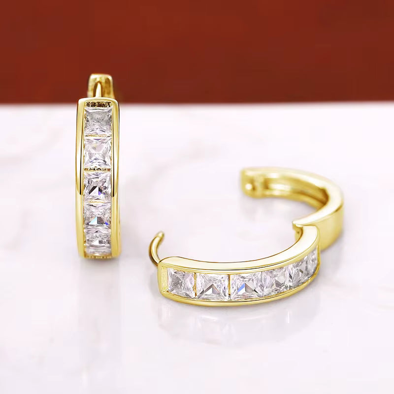 Classic Hoop Earrings with Square Zirconia