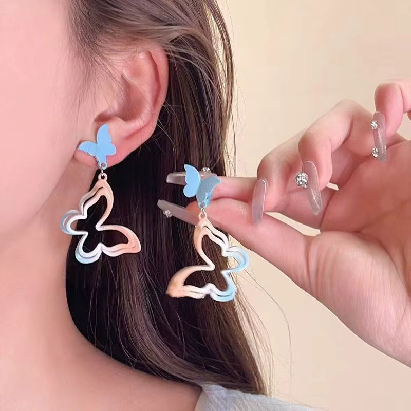 Enamel Petal Drop Earrings with Zircon Tassels