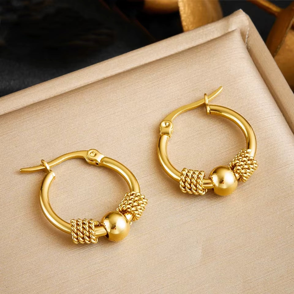 Hollow Woven Hoop Earrings in Stainless Steel