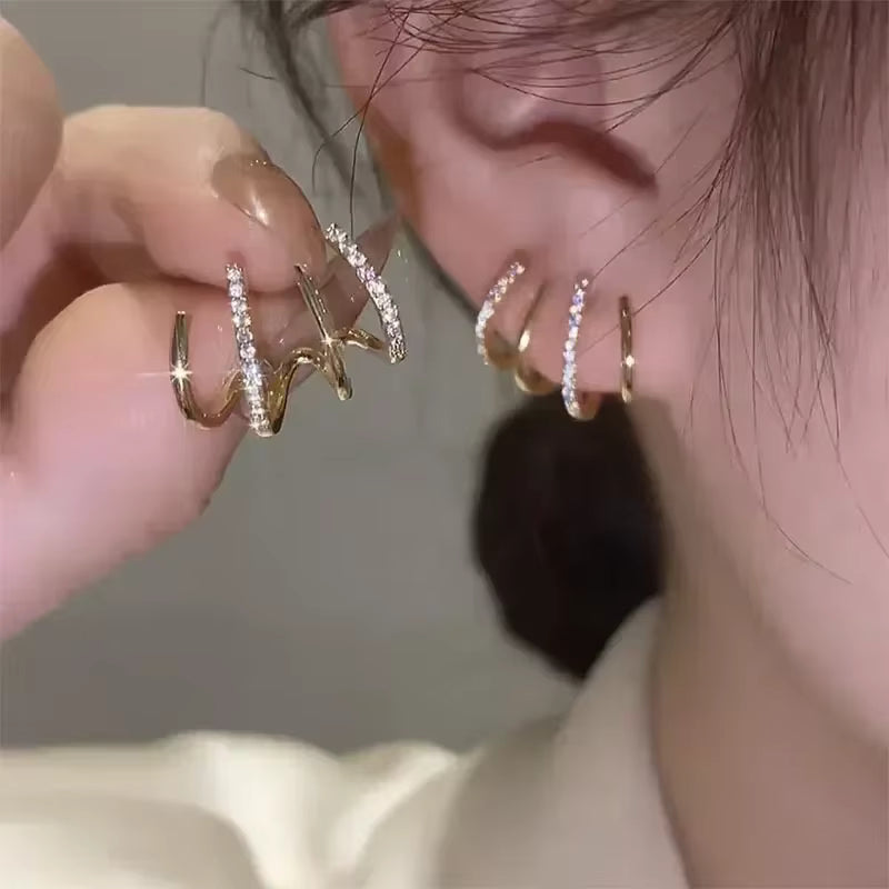 Enamel Petal Drop Earrings with Zircon Tassels