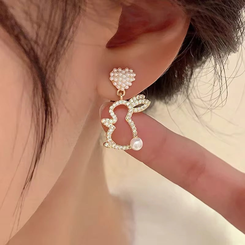 Enamel Petal Drop Earrings with Zircon Tassels