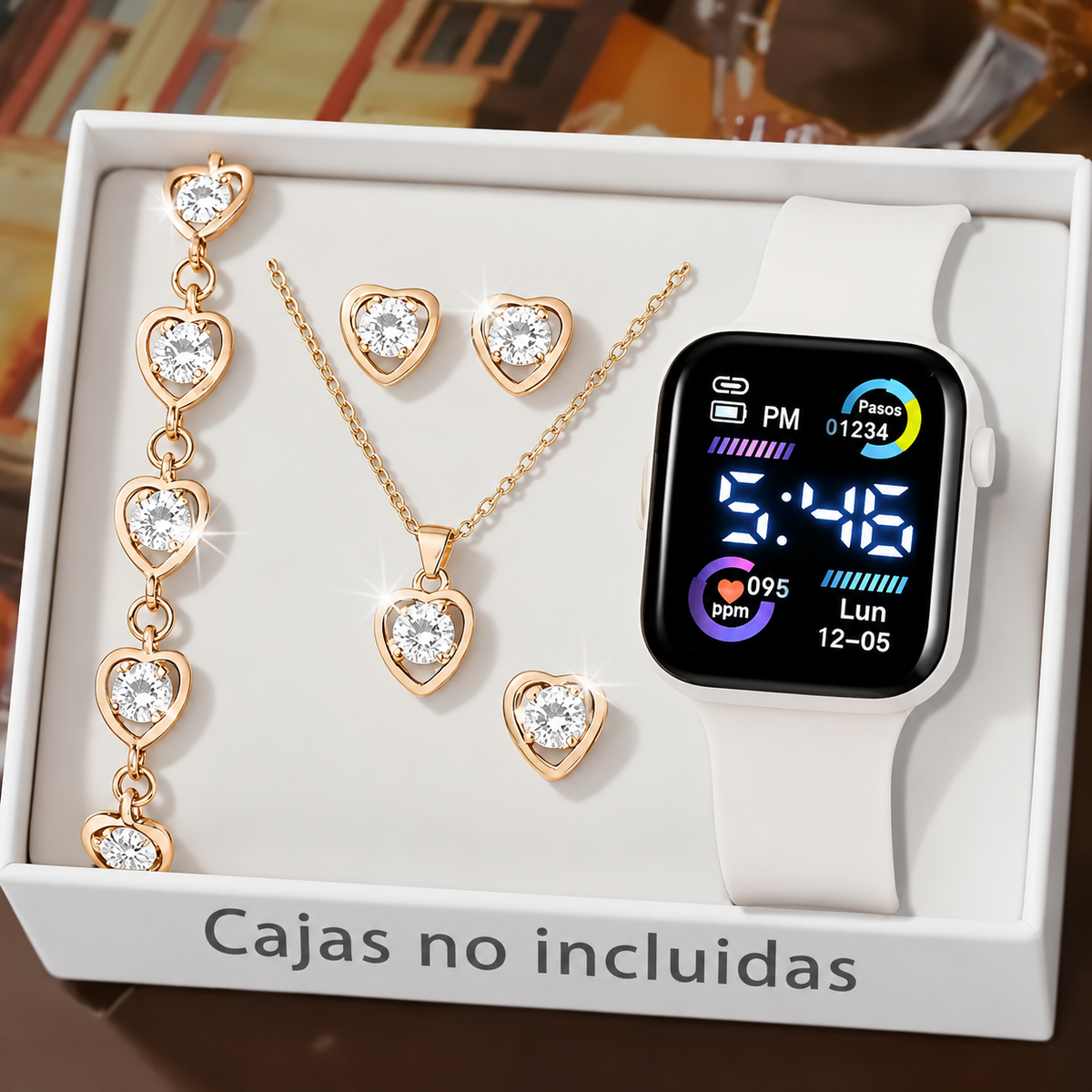 6 Piece Set: Watch, Necklace, Earrings, and Ring