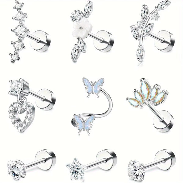 Set de 9 Aretes Mini para Cartílago y Hélix