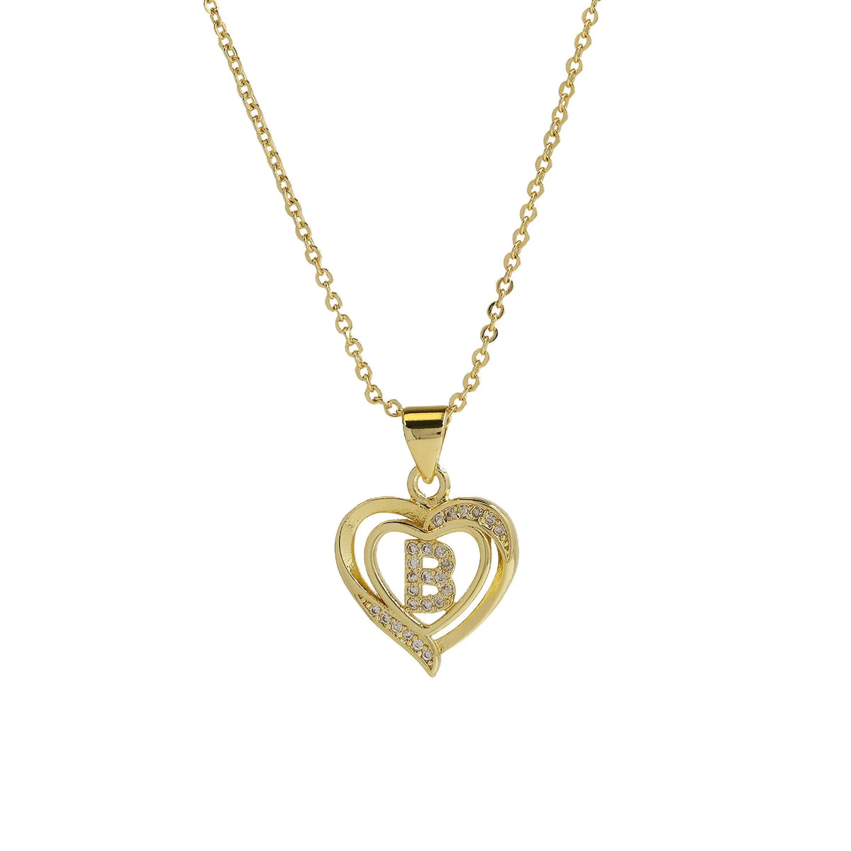Collar Inicial con Colgante de Corazón de Circonita