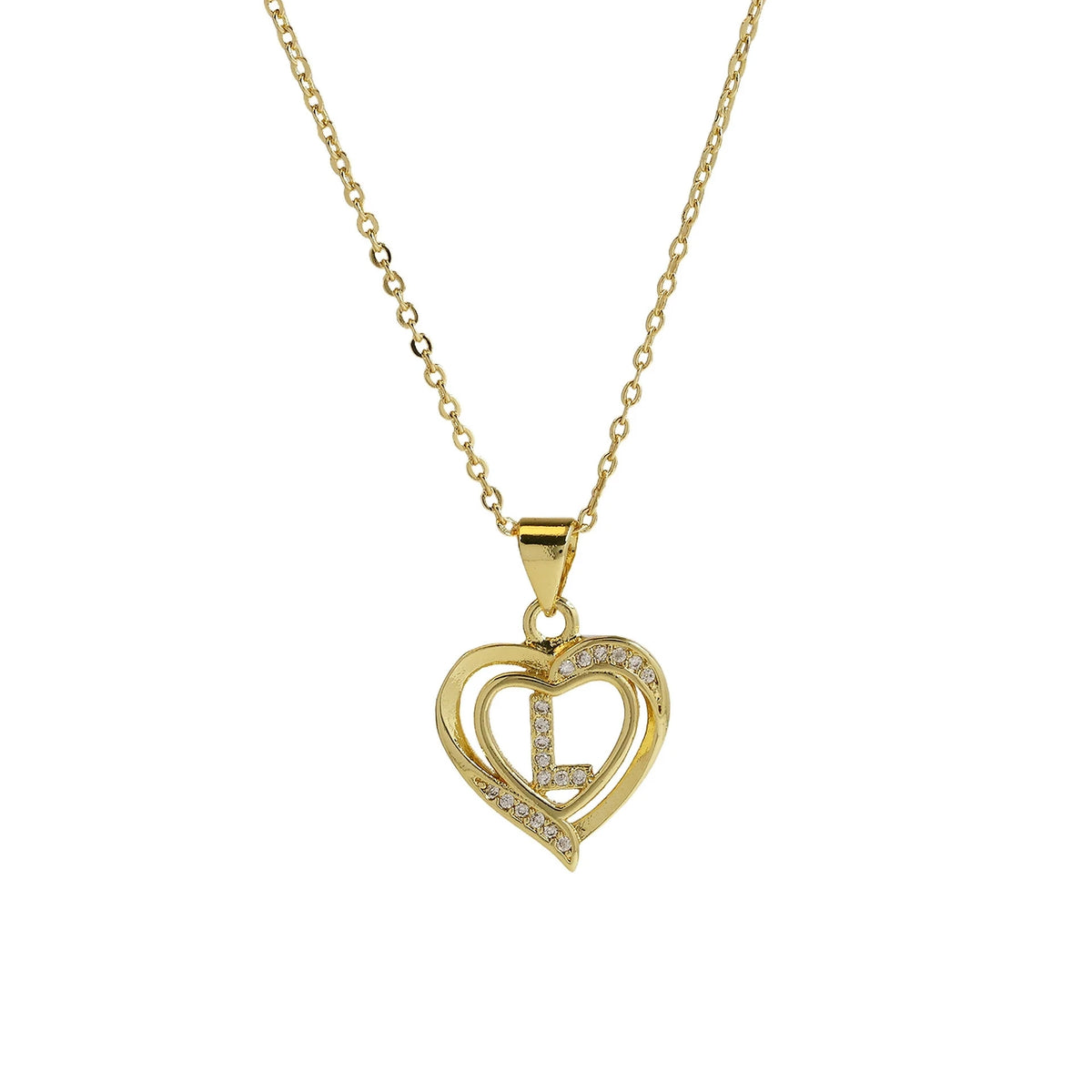 Collar Inicial con Colgante de Corazón de Circonita