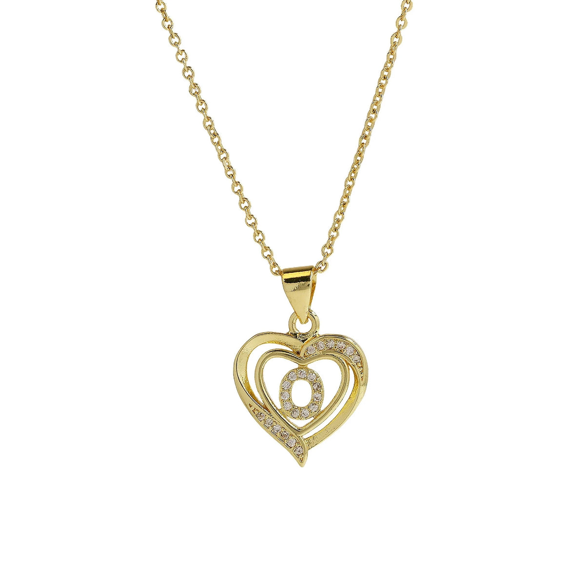 Collar Inicial con Colgante de Corazón de Circonita