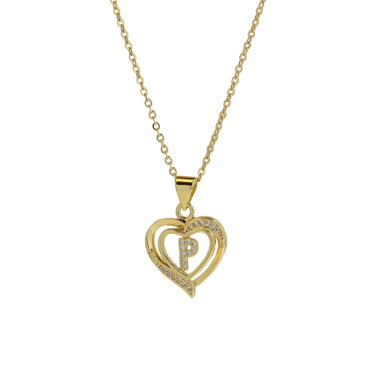 Collar Inicial con Colgante de Corazón de Circonita