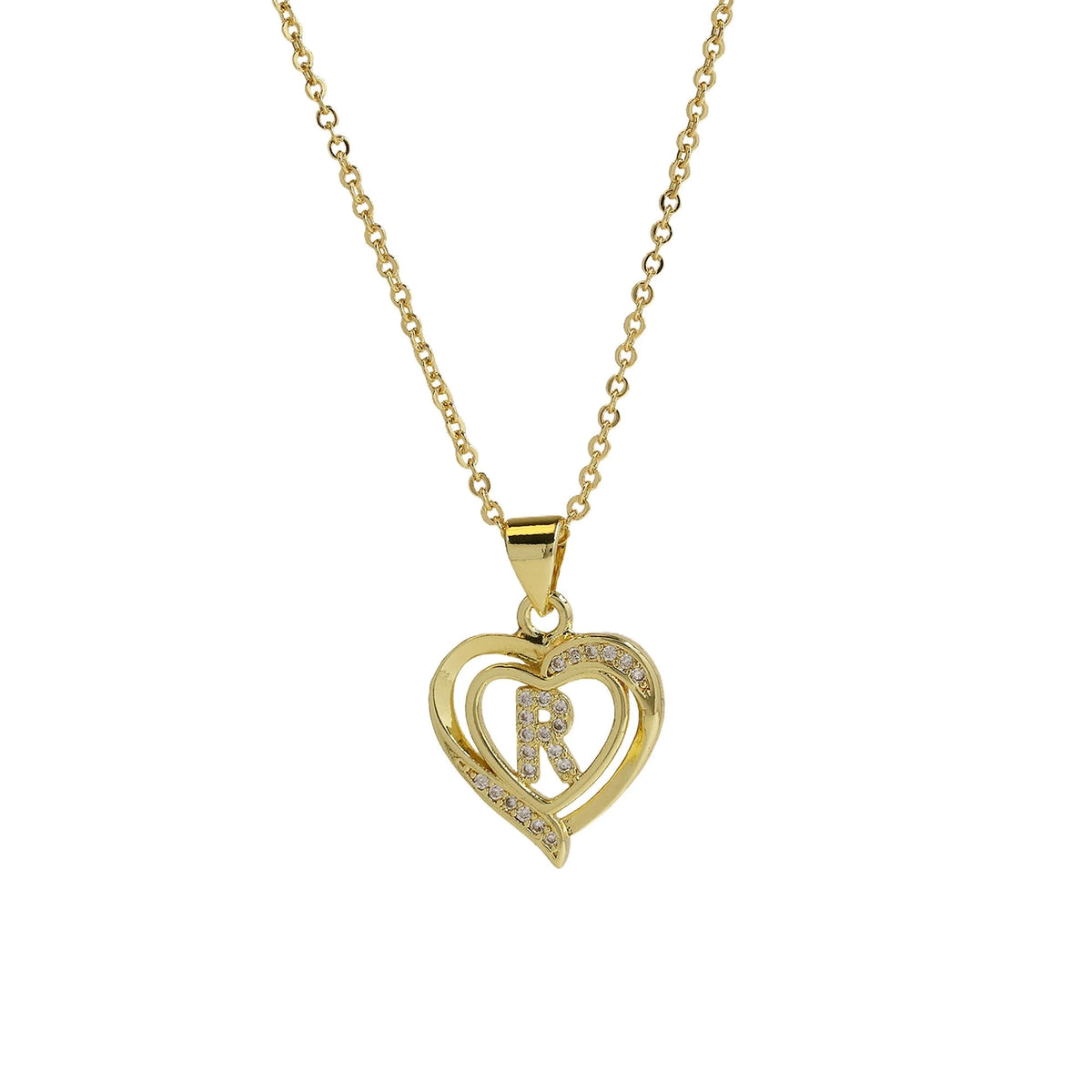 Collar Inicial con Colgante de Corazón de Circonita