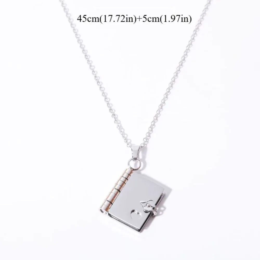 Couple's Heart Book Titanium Steel Necklace