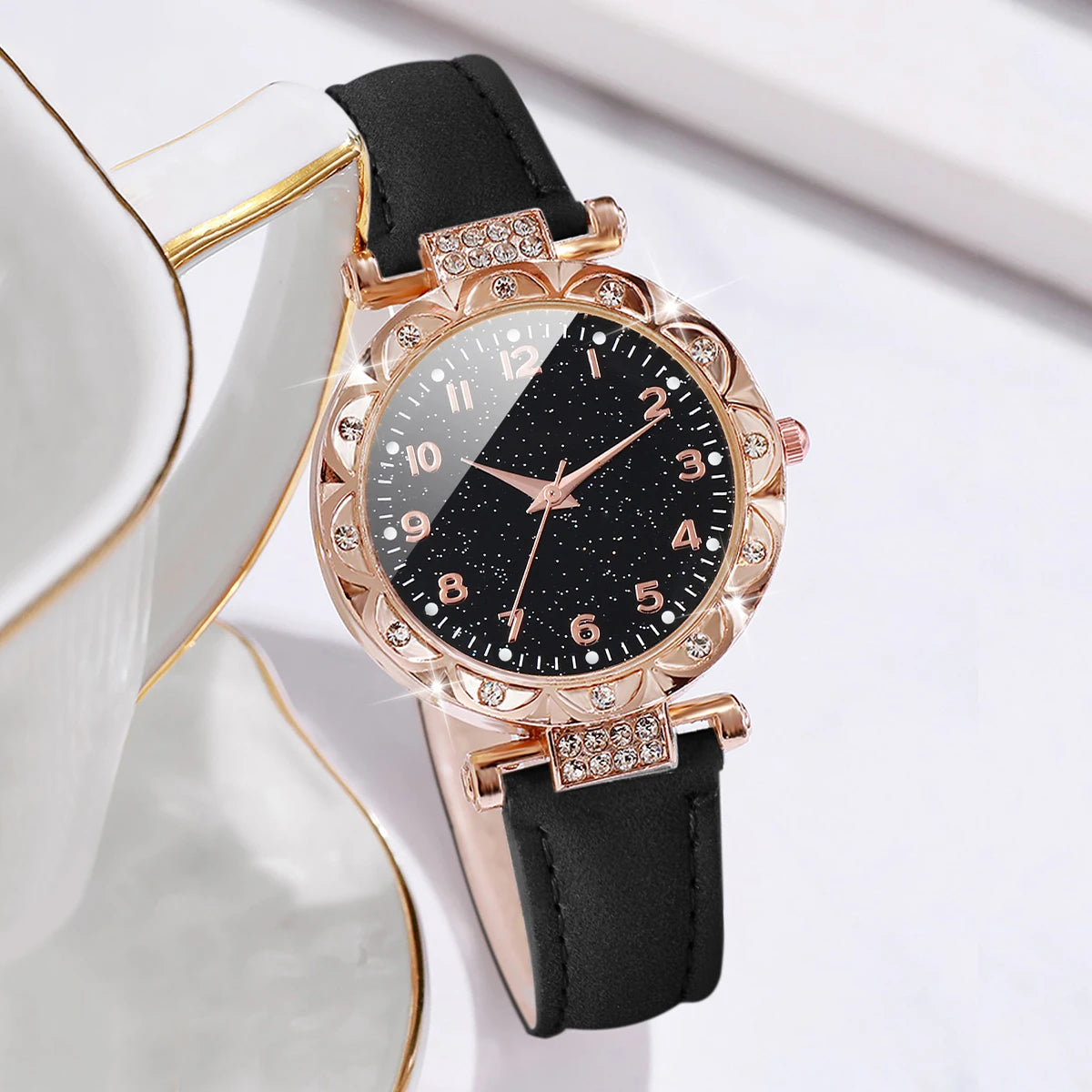 5-Piece Set: Rhinestone Watch and Bracelets