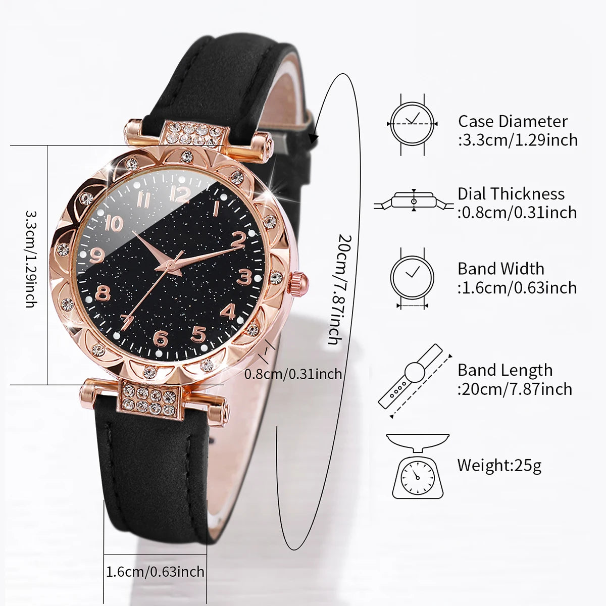 5-Piece Set: Rhinestone Watch and Bracelets
