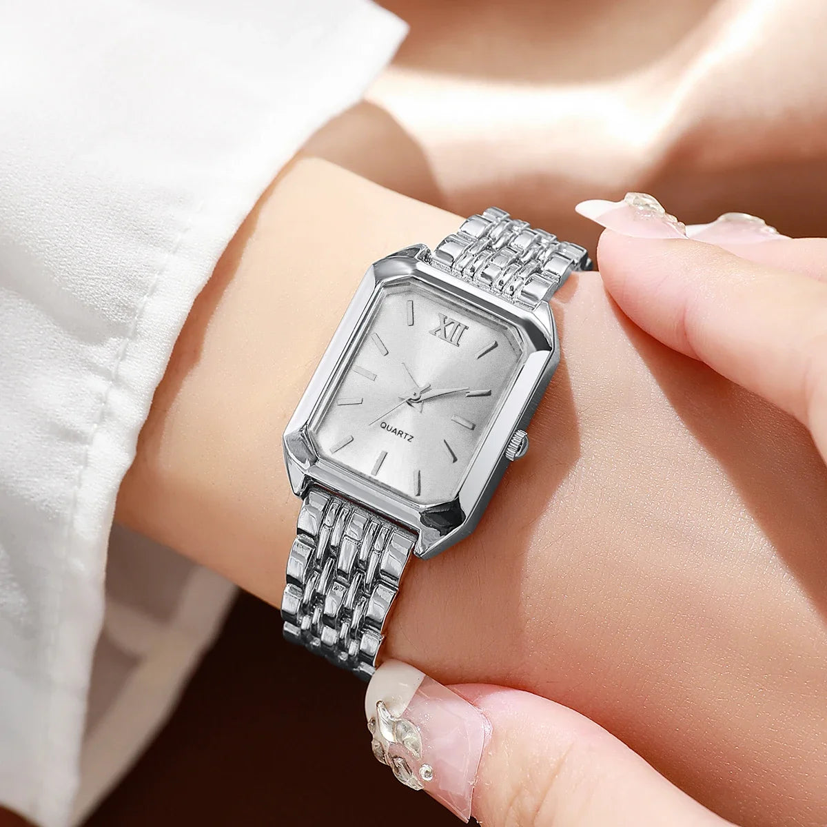 Watch and Bracelet Set with Roman Dial