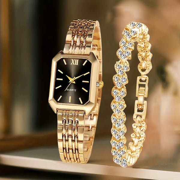 Set de Reloj y Pulsera con Esfera Romana