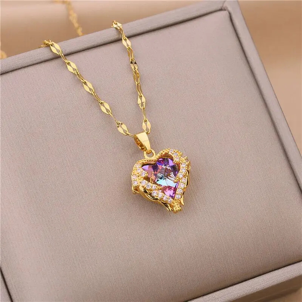 Collar Corazón de Cristal Multicolor