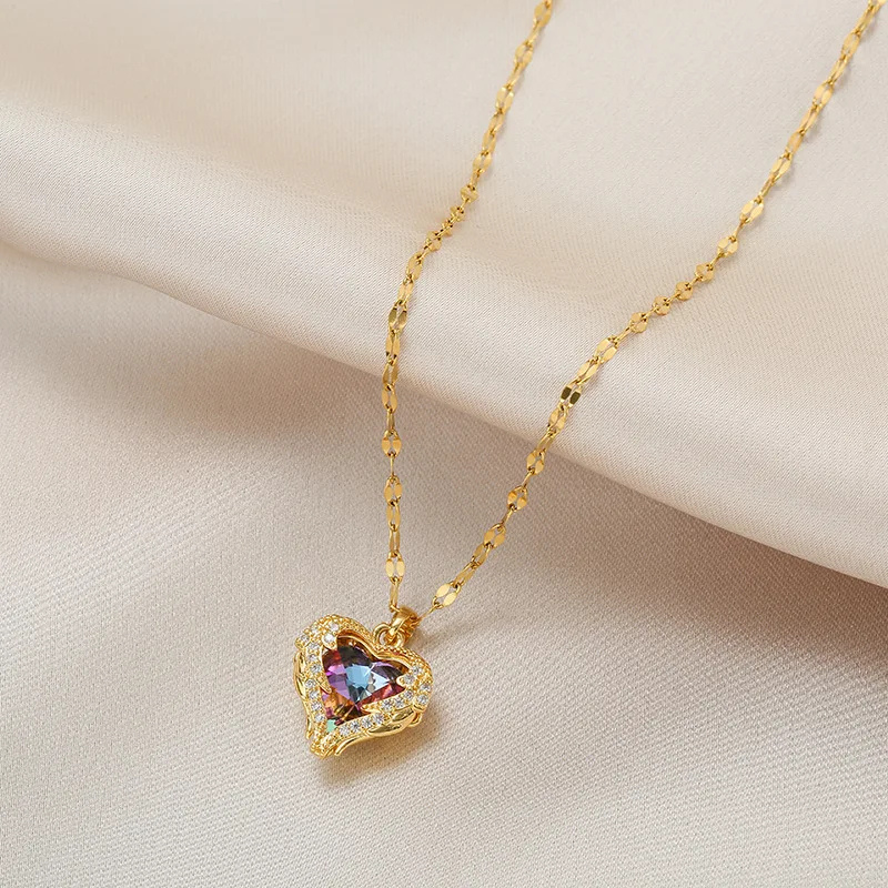 Collar Corazón de Cristal Multicolor