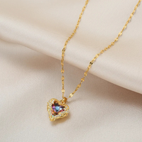 Collar Corazón de Cristal Multicolor