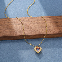 Collar Corazón de Cristal Multicolor