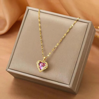Collar Corazón de Cristal Multicolor
