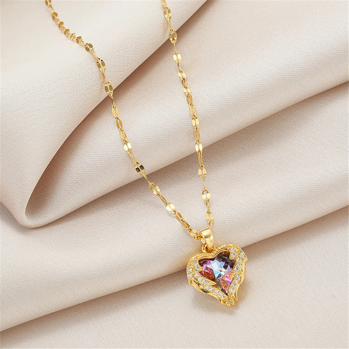 Collar Corazón de Cristal Multicolor