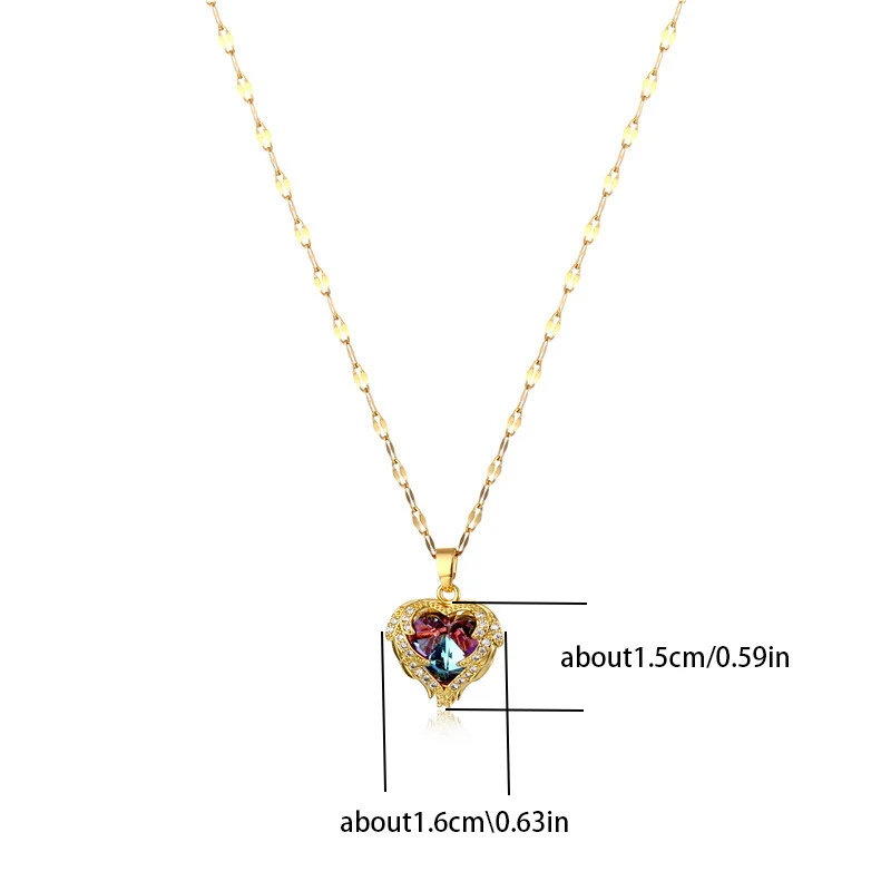 Collar Corazón de Cristal Multicolor