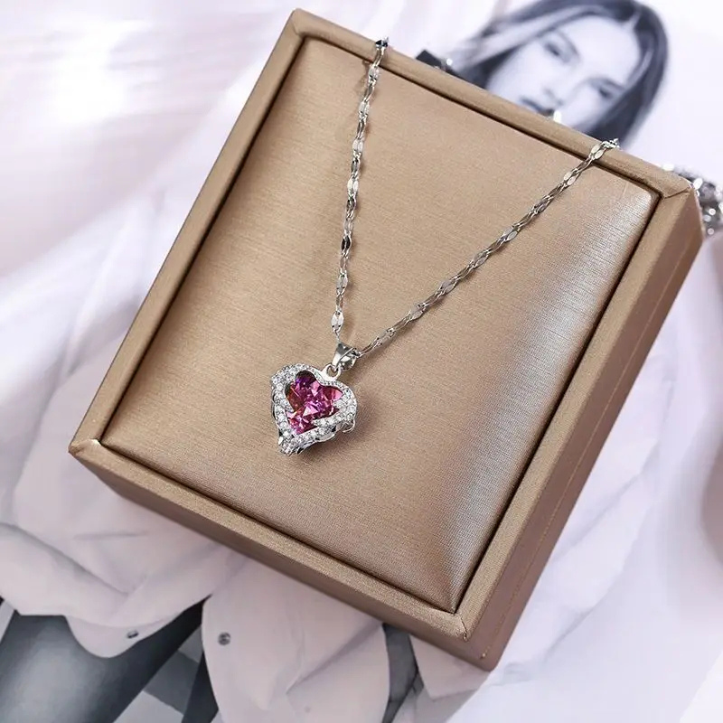 Collar Corazón de Cristal Multicolor