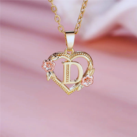 Initial Necklace with Flower Pendant