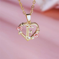 Initial Necklace with Flower Pendant