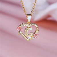 Initial Necklace with Flower Pendant