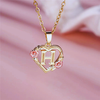 Initial Necklace with Flower Pendant