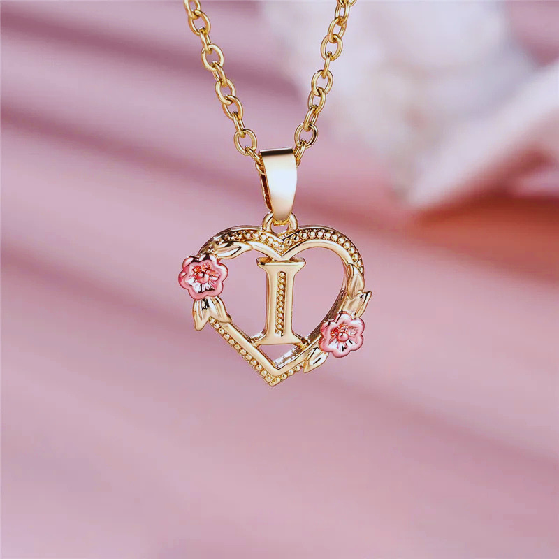 Initial Necklace with Flower Pendant