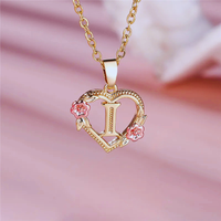 Initial Necklace with Flower Pendant