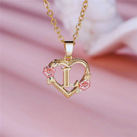 Initial Necklace with Flower Pendant