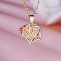 Initial Necklace with Flower Pendant