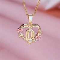 Initial Necklace with Flower Pendant