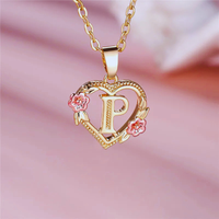 Initial Necklace with Flower Pendant
