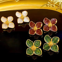 Aretes de Flor Esmaltada Primavera-Verano