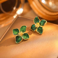 Aretes de Flor Esmaltada Primavera-Verano