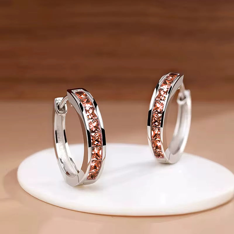 Classic Hoop Earrings with Square Zirconia