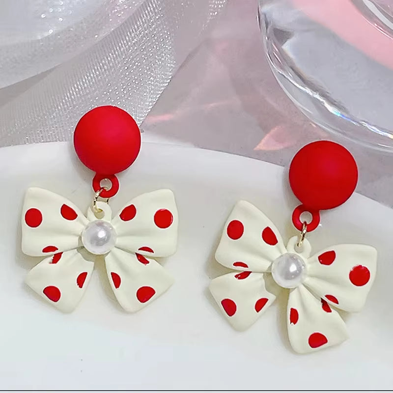 Enamel Petal Drop Earrings with Zircon Tassels