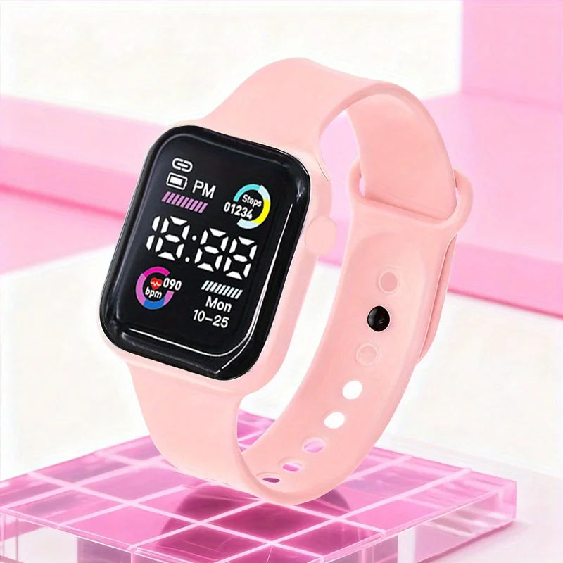 Conjunto de 6 piezas compuesto por reloj electrónico, collar, pendientes y anillo