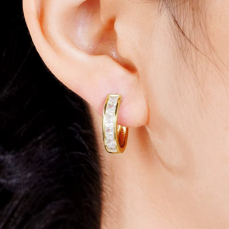 Classic Hoop Earrings with Square Zirconia