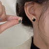 Korean Style Black Zircon Square Earrings